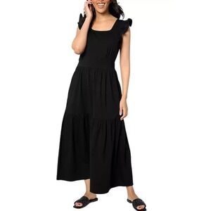 AnyBody Regular Knit Jersey Square Neck Maxi‎ Dress Black L